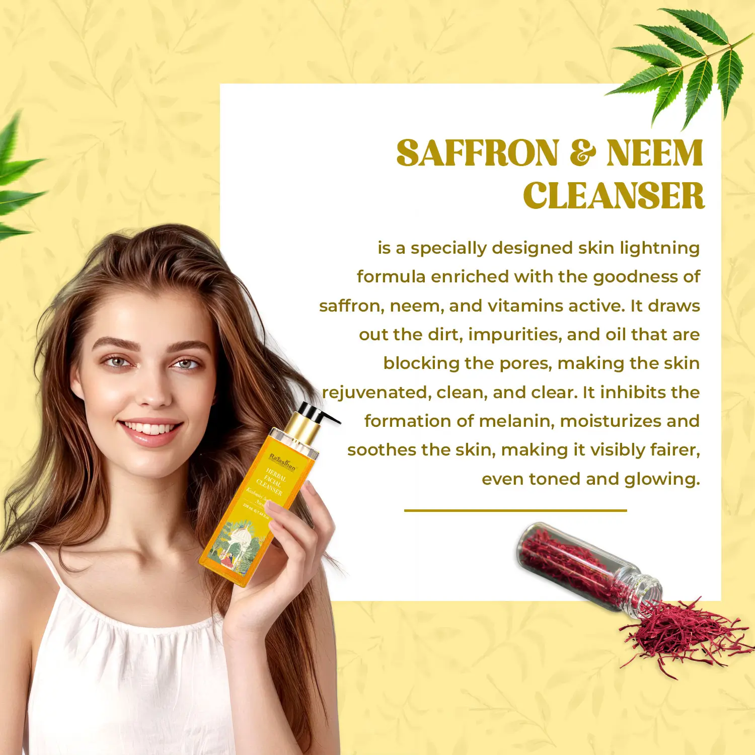 Kashmiri Saffron And Neem Herbal Facial Cleanser Ingredients